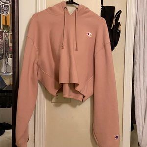 Pink champion cropped sweatshirt